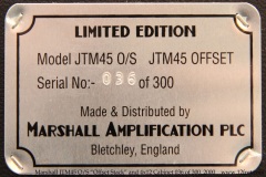 Marshall JTM45 OS "Offset Stack" No. 36 of 300, 2000 Head Serial View